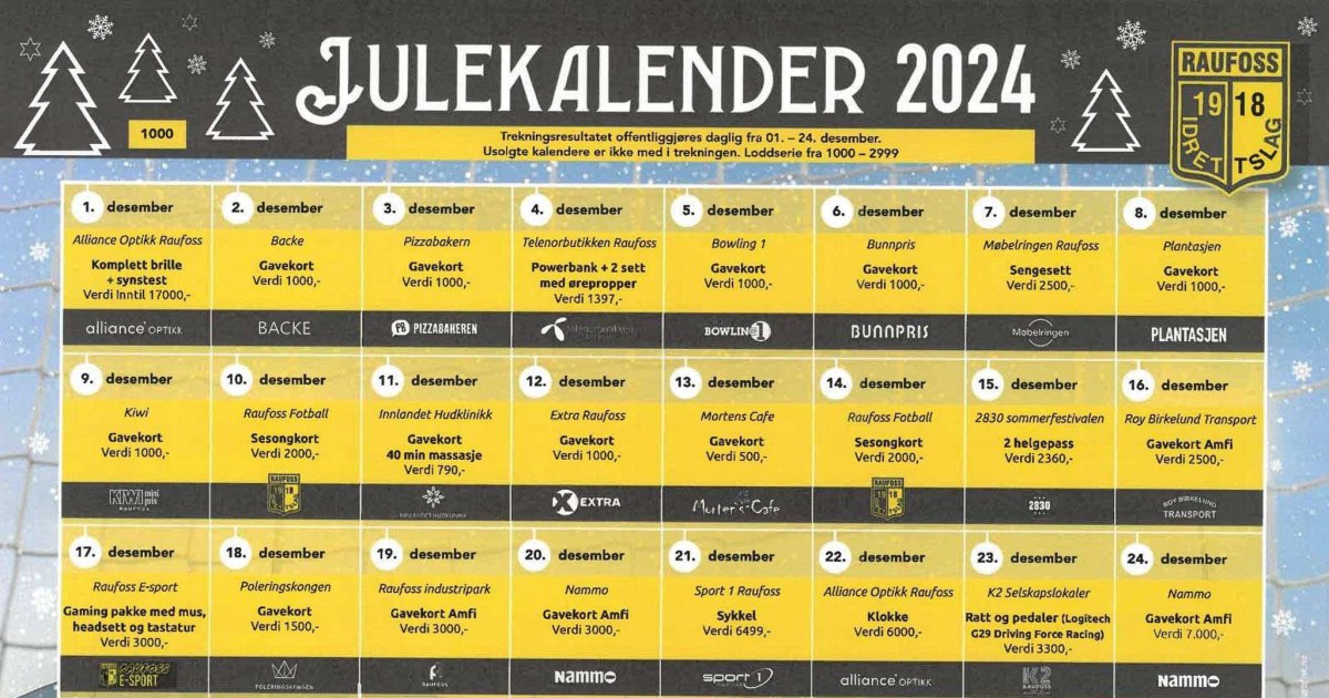 Årets Julekalender er i salg! / Raufoss